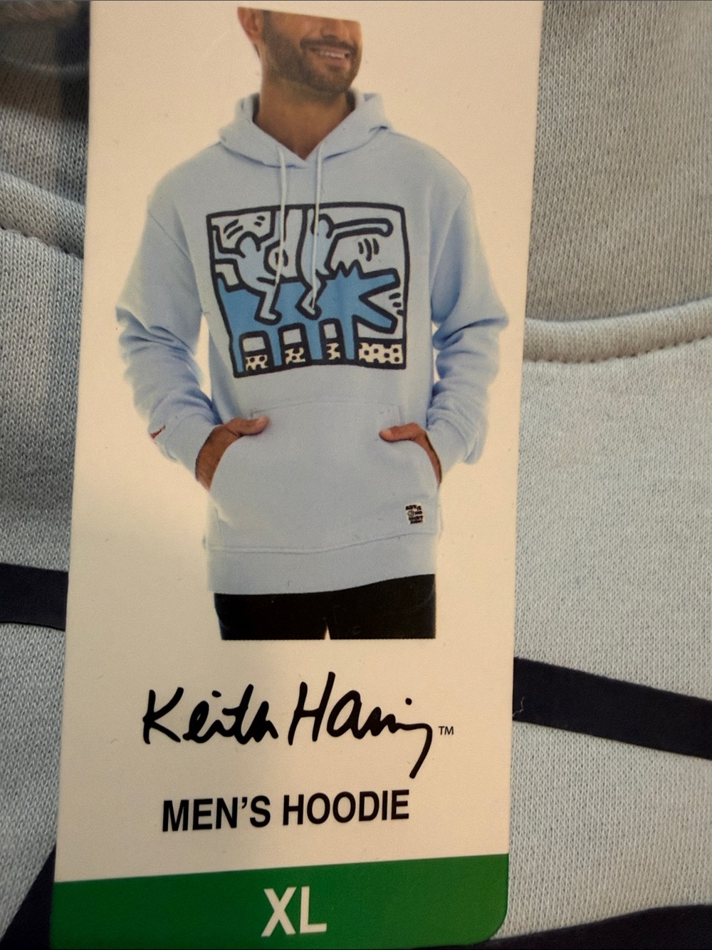 Keith Haring Light Blue Graphic Hoodie L, XL NWT